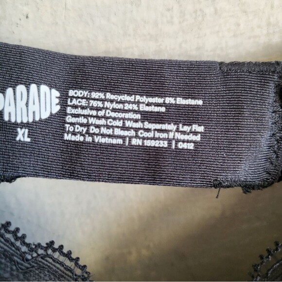 Black Satin Like Bralette Parade Lace Trim Sz XL - Picture 5 of 7